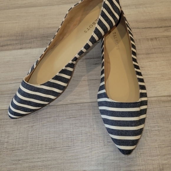 NWOT TALBOTS STRIPED  POINTED TOE FLATS - Picture 4 of 8